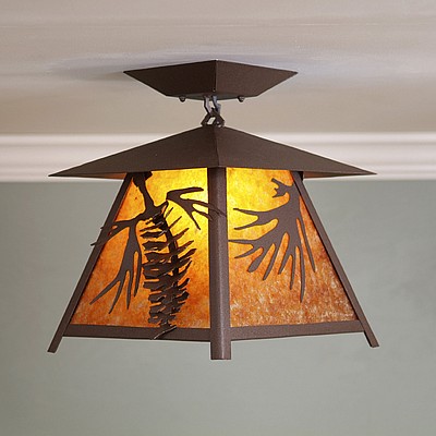 Smoky Mountain Close-to-Ceiling Large - Spruce Cone Ceiling Light Pine Cone Metal Art