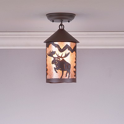 Cascade Close-to-Ceiling Small - Alaska Moose Ceiling Light Moose Metal Art