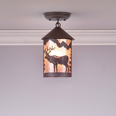 Cascade Close-to-Ceiling Small - Valley Elk Ceiling Light Elk Metal Art