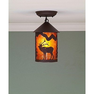 Cascade Close-to-Ceiling Small - Mountain Elk Ceiling Light Elk Metal Art