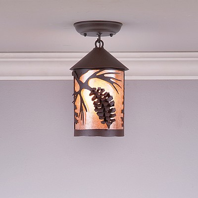 Cascade Close-to-Ceiling Small - Spruce Cone Ceiling Light Pine Cone Metal Art