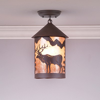 Cascade Close-to-Ceiling Medium - Valley Elk Ceiling Light Elk Metal Art