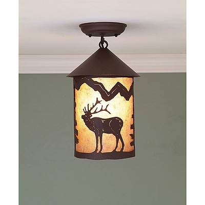 Cascade Close-to-Ceiling Medium - Mountain Elk Ceiling Light Elk Metal Art