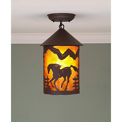 Cascade Close-to-Ceiling Medium - Mountain Horse Ceiling Light Horse Metal Art