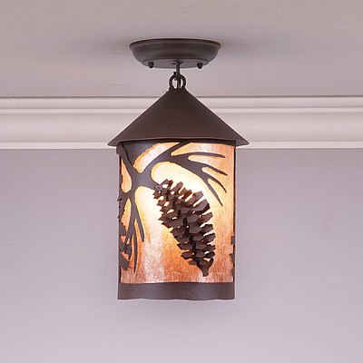 Cascade Close-to-Ceiling Medium - Spruce Cone Ceiling Light Pine Cone Metal Art