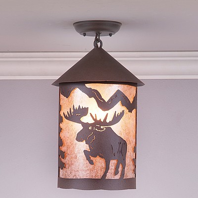 Cascade Close-to-Ceiling Large - Alaska Moose Ceiling Light Moose Metal Art