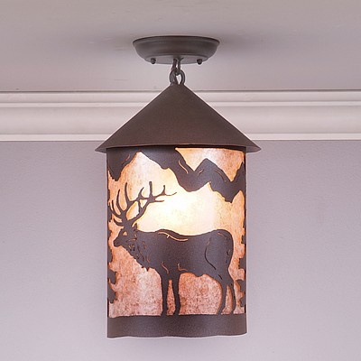 Cascade Close-to-Ceiling Large - Valley Elk Ceiling Light Elk Metal Art