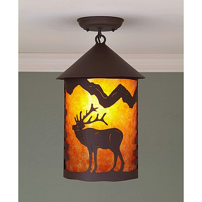 Cascade Close-to-Ceiling Large - Mountain Elk Ceiling Light Elk Metal Art