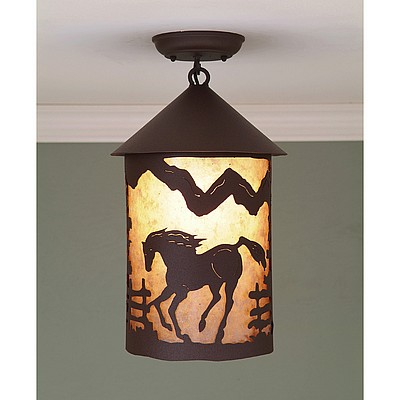 Cascade Close-to-Ceiling Large - Mountain Horse Ceiling Light Horse Metal Art