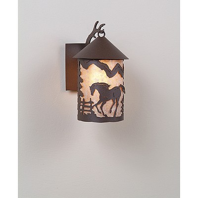 Cascade Lantern Sconce Small - Mountain Horse Outdoor Wall Light Horse Metal Art