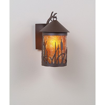 Cascade Lantern Sconce Small - Cattails Outdoor Wall Light Cattails Metal Art