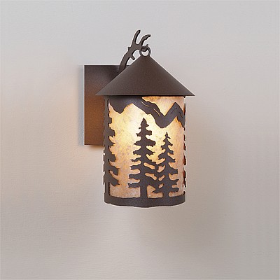 Cascade Lantern Sconce Medium - Spruce Tree Outdoor Wall Light Trees Metal Art
