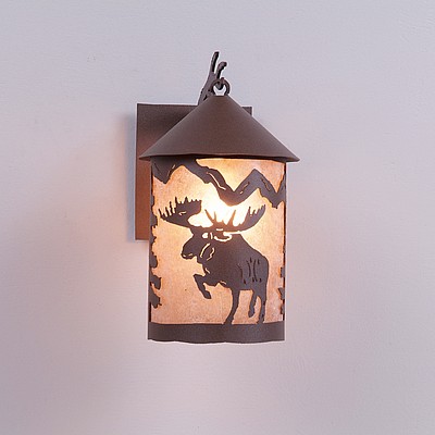 Cascade Lantern Sconce Medium - Alaska Moose Outdoor Wall Light Moose Metal Art