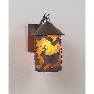 Cascade Lantern Sconce Medium - Mountain Deer Outdoor Wall Light Deer Metal Art