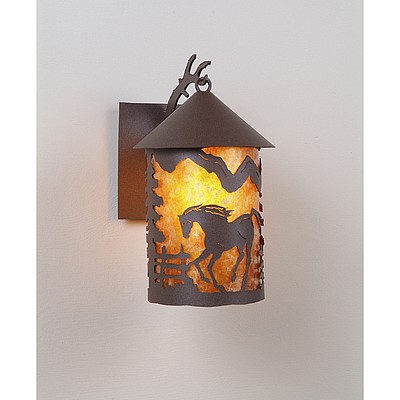 Cascade Lantern Sconce Medium - Mountain Horse Outdoor Wall Light Horse Metal Art