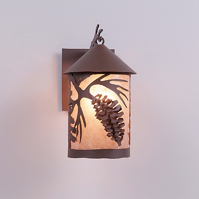 Cascade Lantern Sconce Medium - Spruce Cone Outdoor Wall Light Pine Cone Metal Art