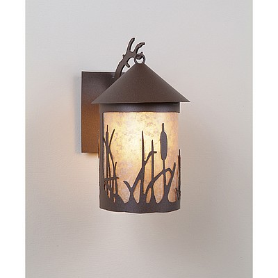 Cascade Lantern Sconce Medium - Cattails Outdoor Wall Light Cattails Metal Art
