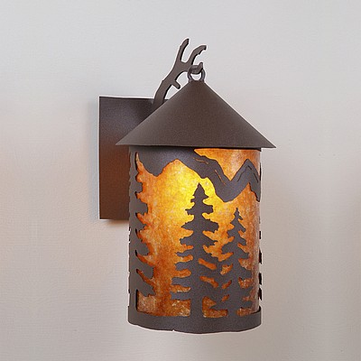 Cascade Lantern Sconce Large - Spruce Tree Outdoor Wall Light Trees Metal Art