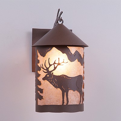 Cascade Lantern Sconce Large - Valley Elk Outdoor Wall Light Elk Metal Art