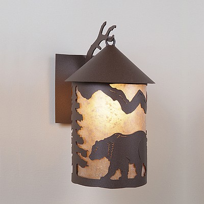 Cascade Lantern Sconce Large - Mountain Bear Outdoor Wall Light Bear Metal Art