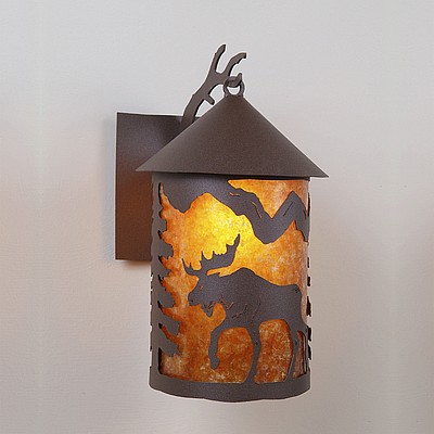Cascade Lantern Sconce Large - Mountain Moose Outdoor Wall Light Moose Metal Art