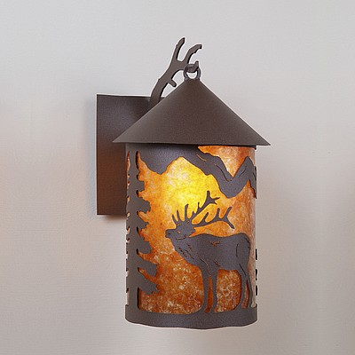 Cascade Lantern Sconce Large - Mountain Elk Outdoor Wall Light Elk Metal Art