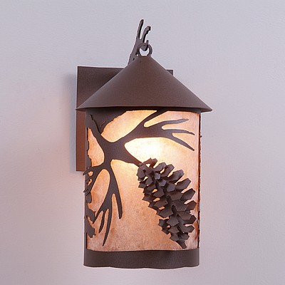 Cascade Lantern Sconce Large - Spruce Cone Outdoor Wall Light Pine Cone Metal Art
