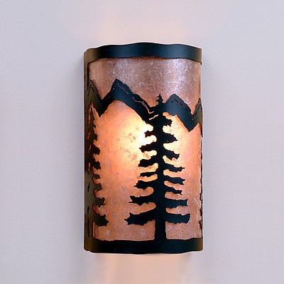 Cascade Exterior Sconce - Spruce Tree Outdoor Wall Light Trees Metal Art
