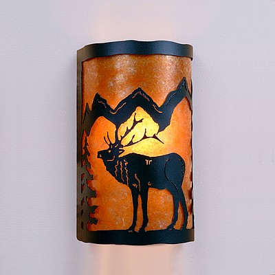 Cascade Exterior Sconce - Mountain Elk Outdoor Wall Light Elk Metal Art