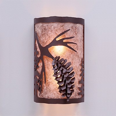 Cascade Exterior Sconce - Spruce Cone Outdoor Wall Light Pine Cone Metal Art