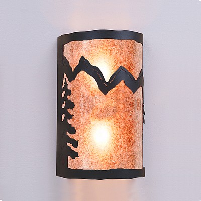 Cascade Exterior Sconce - Mountain with Tree Metal Art