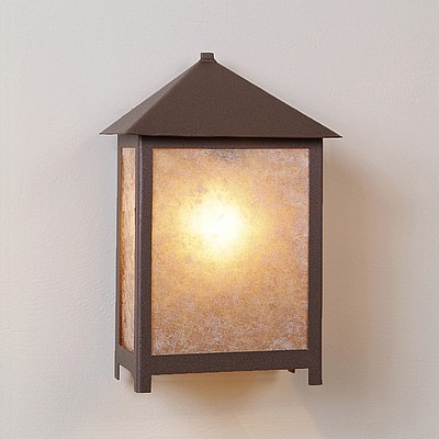 Clearance: Hudson Sconce Large - Old Style Deer Almond Mica Shade-Forest Green Finish