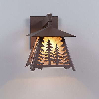Smoky Mountain Sconce Extra Small - Spruce Tree Outdoor Wall Light Trees Metal Art