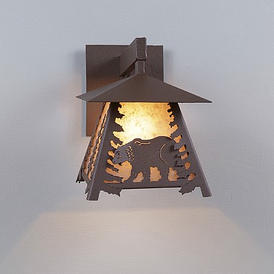 Smoky Mountain Sconce Small - Mountain Bear Outdoor Wall Light Bear Metal Art