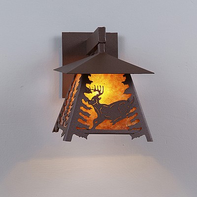 Smoky Mountain Sconce Small - Mountain Deer Outdoor Wall Light Deer Metal Art