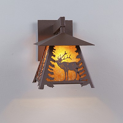 Smoky Mountain Sconce Small - Mountain Elk Outdoor Wall Light Elk Metal Art