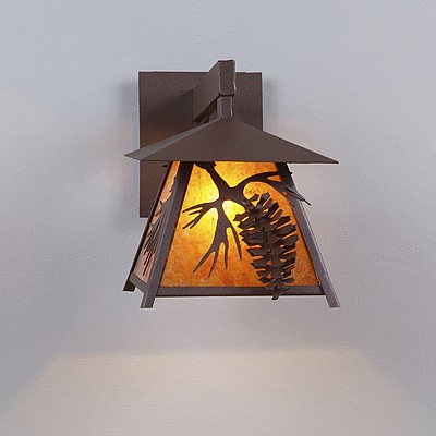 Smoky Mountain Sconce Extra Small - Spruce Cone Outdoor Wall Light Pine Cone Metal Art