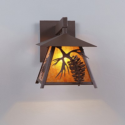 Smoky Mountain Sconce Small - Spruce Cone Outdoor Wall Light Pine Cone Metal Art