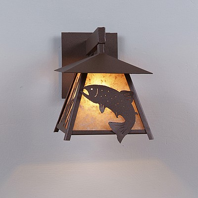 Smoky Mountain Sconce Small - Trout Outdoor Wall Light Trout Metal Art