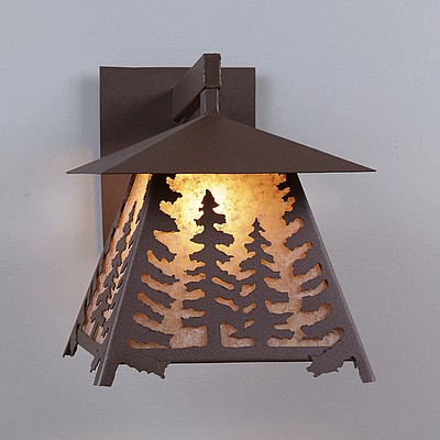 Smoky Mountain Sconce Large - Spruce Tree Outdoor Wall Light Trees Metal Art