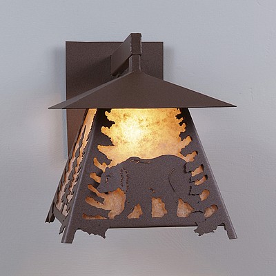 Smoky Mountain Sconce Large - Mountain Bear Outdoor Wall Light Bear Metal Art