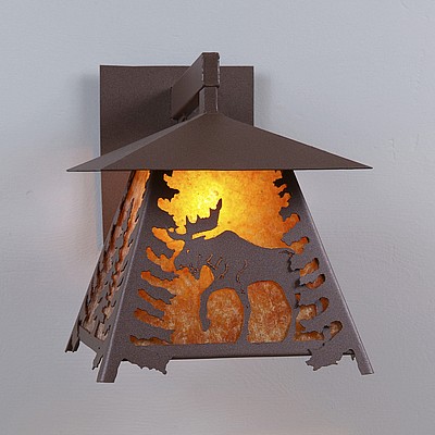 Smoky Mountain Sconce Large - Mountain Moose Outdoor Wall Light Moose Metal Art