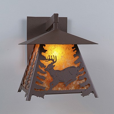 Smoky Mountain Sconce Large - Mountain Deer Outdoor Wall Light Deer Metal Art