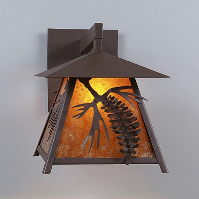 Smoky Mountain Sconce Large - Spruce Cone Outdoor Wall Light Pine Cone Metal Art