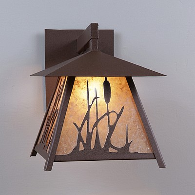 Smoky Mountain Sconce Large - Cattails Outdoor Wall Light Cattails Metal Art