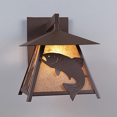 Smoky Mountain Exterior Large - Trout Outdoor Wall Light Trout Metal Art