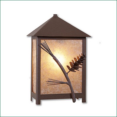 Clearance: Hudson Sconce Large - Pine Cone (Old Style)  Almond Mica - Forest Green Finish
